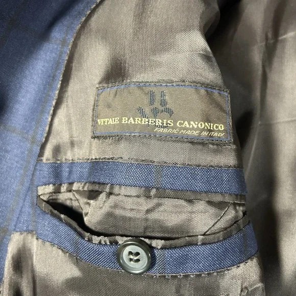 Brooks Brothers Blazer Mens 48R Regent 1818 Wool Coat Windowpane Navy - Picture 8 of 14